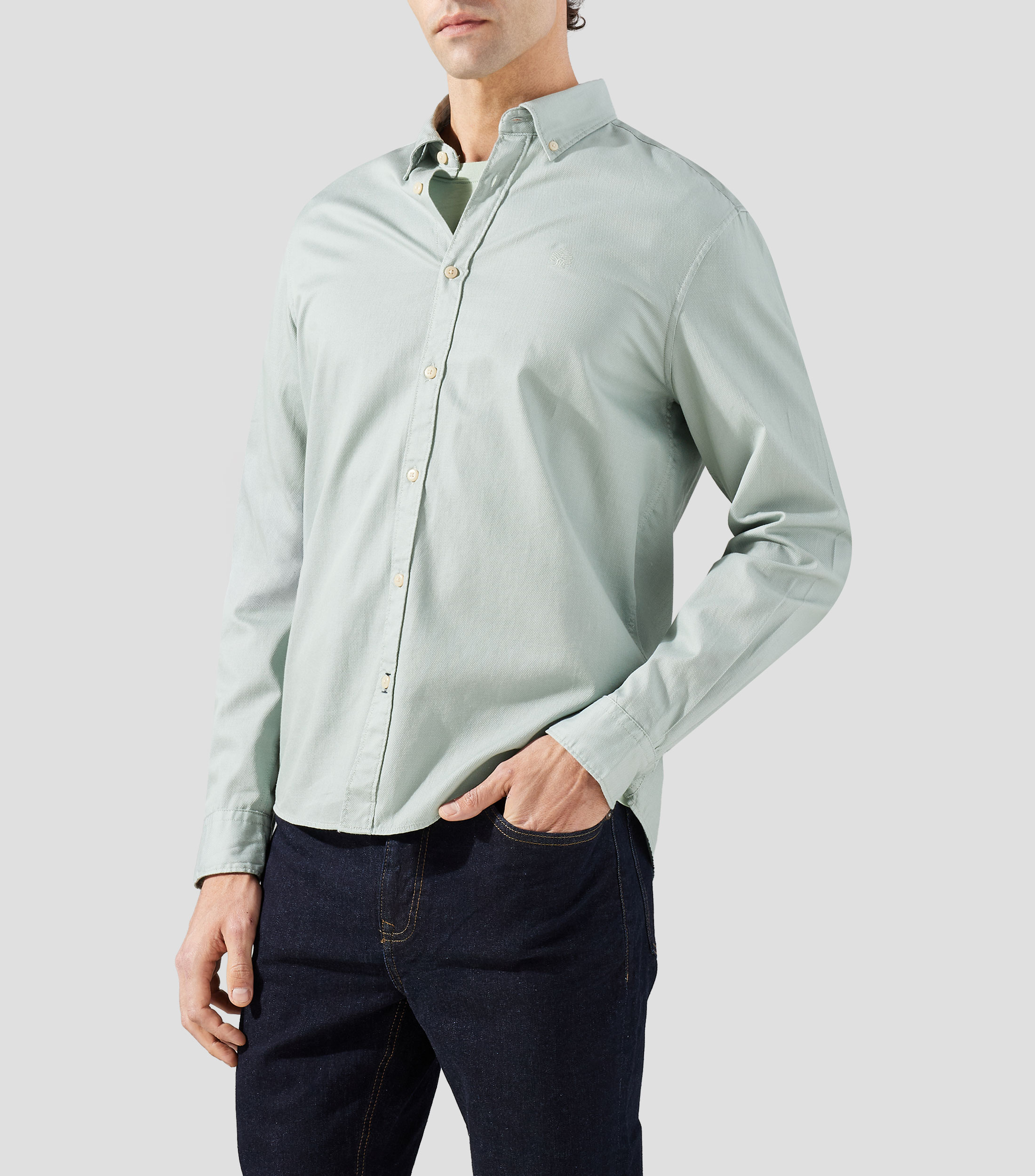 Camisa lisa manga larga Hombre